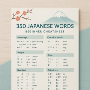 350 Japanese Words – Beginner Cheatsheet